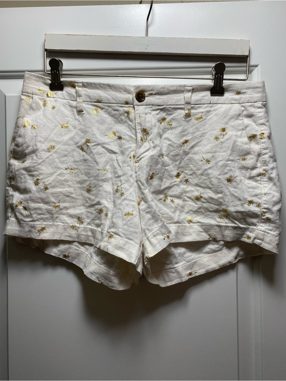 Old Navy Linen Blend Gold Palm Tree Print Everyday Short 6